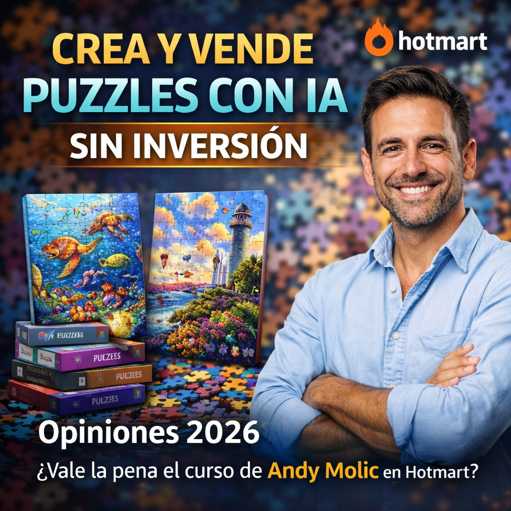Crea y Vende Puzzles con IA sin inversión opiniones 2026 curso de Andy Molic en Hotmart
