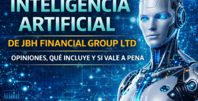 Portada del Máster en Inteligencia Artificial de JBH Financial Group LTD en Hotmart con robot humanoide